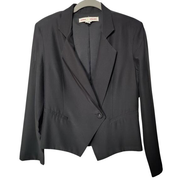 Amanda Uprichard Sz S 100% Silk Black Tuxedo Jacket Blazer Cropped Made in USA - Picture 1 of 3